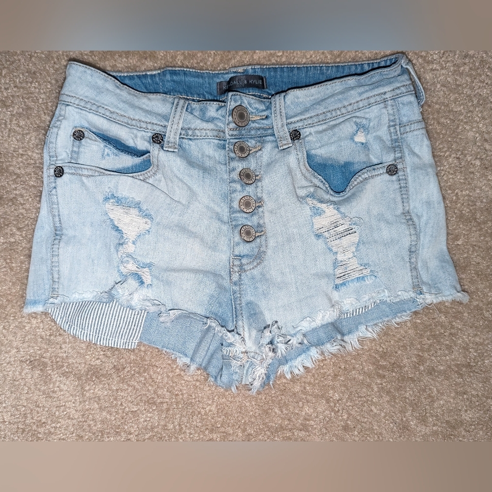Kendall and Kylie brand, distressed, button fly, denim shorts- Junior size 5